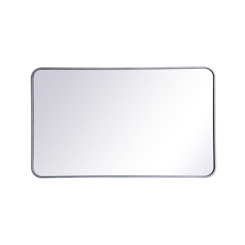 Elegant Decor Evermore Soft Corner Rectangular Mirror 24X40", Silver