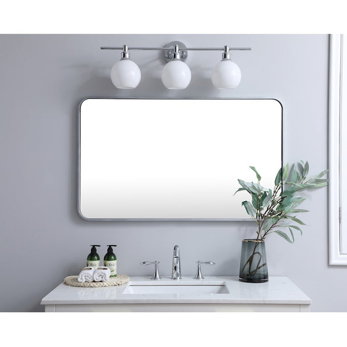 Elegant Decor Evermore Soft Corner Rectangular Mirror 24X40", Silver