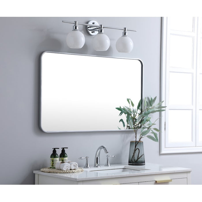 Elegant Decor Evermore Soft Corner Rectangular Mirror 24X40", Silver