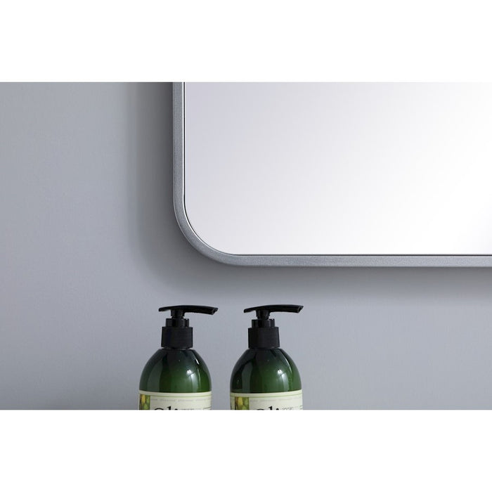 Elegant Decor Evermore Soft Corner Rectangular Mirror 24X40", Silver