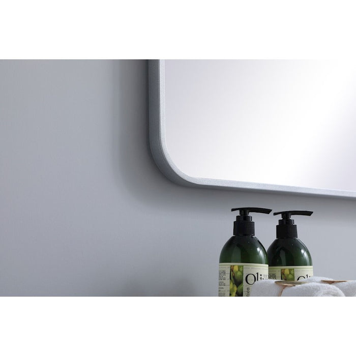 Elegant Decor Evermore Soft Corner Rectangular Mirror 24X40", Silver