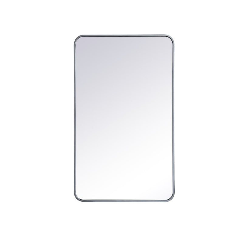 Elegant Decor Evermore Soft Corner Rectangular Mirror 24X40", Silver