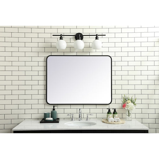 Elegant Decor Evermore Soft Corner Rectangular Mirror 27X36", Black