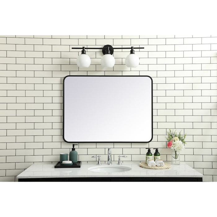 Elegant Decor Evermore Soft Corner Rectangular Mirror 27X36", Black