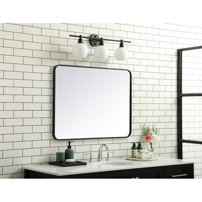 Elegant Decor Evermore Soft Corner Rectangular Mirror 27X36", Black