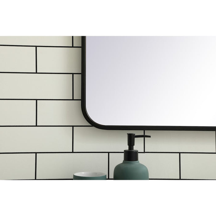 Elegant Decor Evermore Soft Corner Rectangular Mirror 27X36", Black