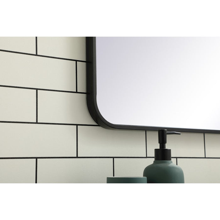 Elegant Decor Evermore Soft Corner Rectangular Mirror 27X36", Black