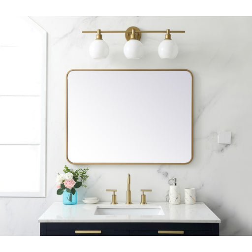 Elegant Decor Evermore Soft Corner Rectangular Mirror 27X36", Brass
