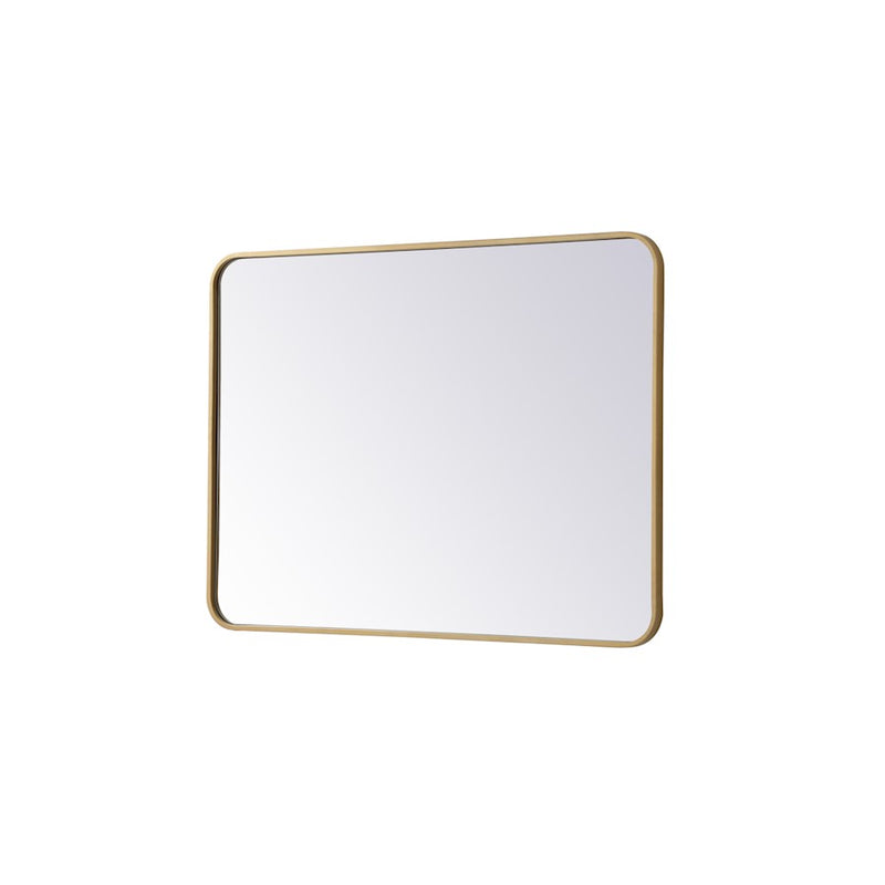Elegant Decor Evermore Soft Corner Rectangular Mirror 27X36", Brass