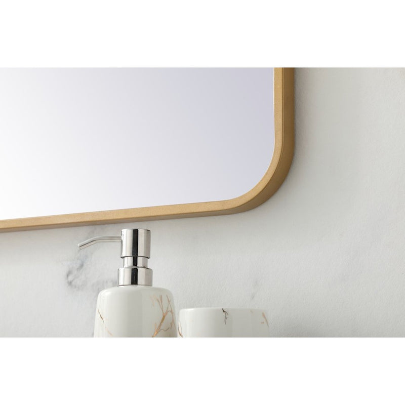 Elegant Decor Evermore Soft Corner Rectangular Mirror 27X36", Brass