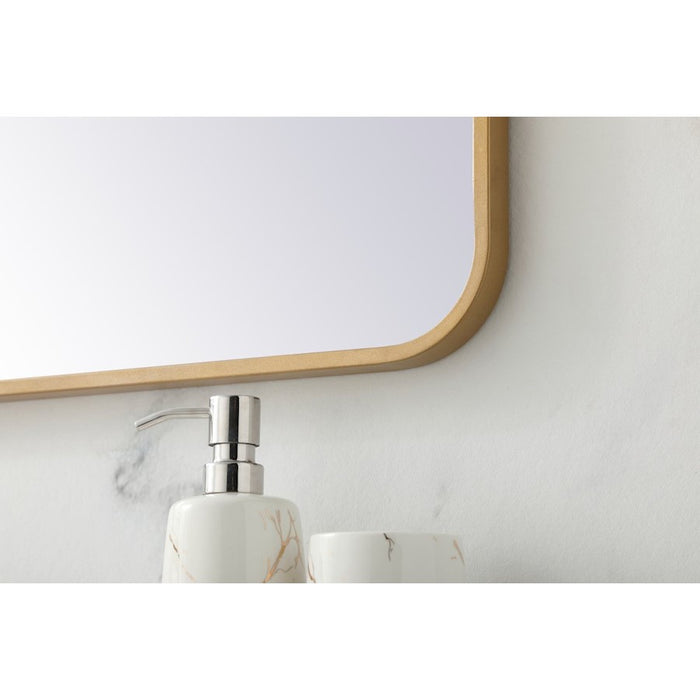 Elegant Decor Evermore Soft Corner Rectangular Mirror 27X36", Brass