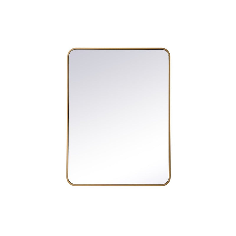 Elegant Decor Evermore Soft Corner Rectangular Mirror 27X36", Brass