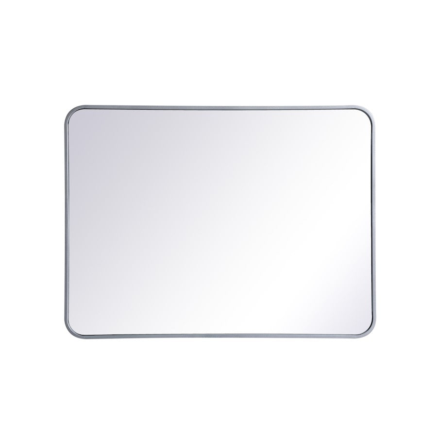 Elegant Decor Evermore Soft Corner Rectangular Mirror 27X36", Silver