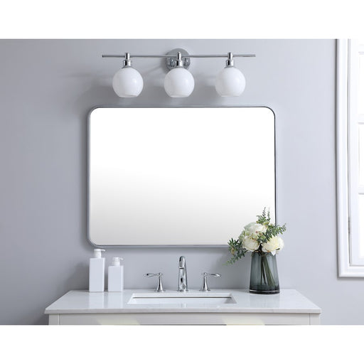 Elegant Decor Evermore Soft Corner Rectangular Mirror 27X36", Silver