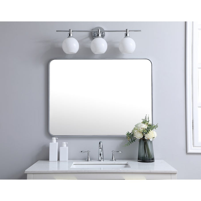 Elegant Decor Evermore Soft Corner Rectangular Mirror 27X36", Silver