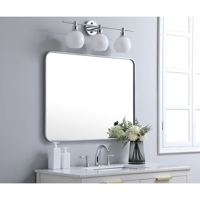 Elegant Decor Evermore Soft Corner Rectangular Mirror 27X36", Silver