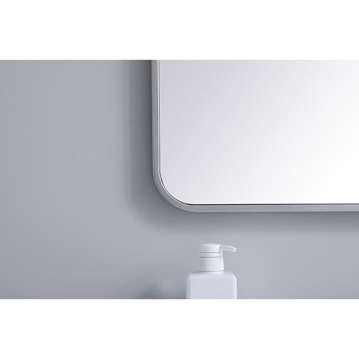Elegant Decor Evermore Soft Corner Rectangular Mirror 27X36", Silver