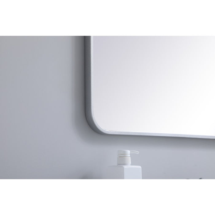 Elegant Decor Evermore Soft Corner Rectangular Mirror 27X36", Silver
