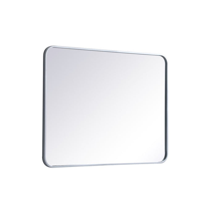 Elegant Decor Evermore Soft Corner Rectangular Mirror 27X36", Silver