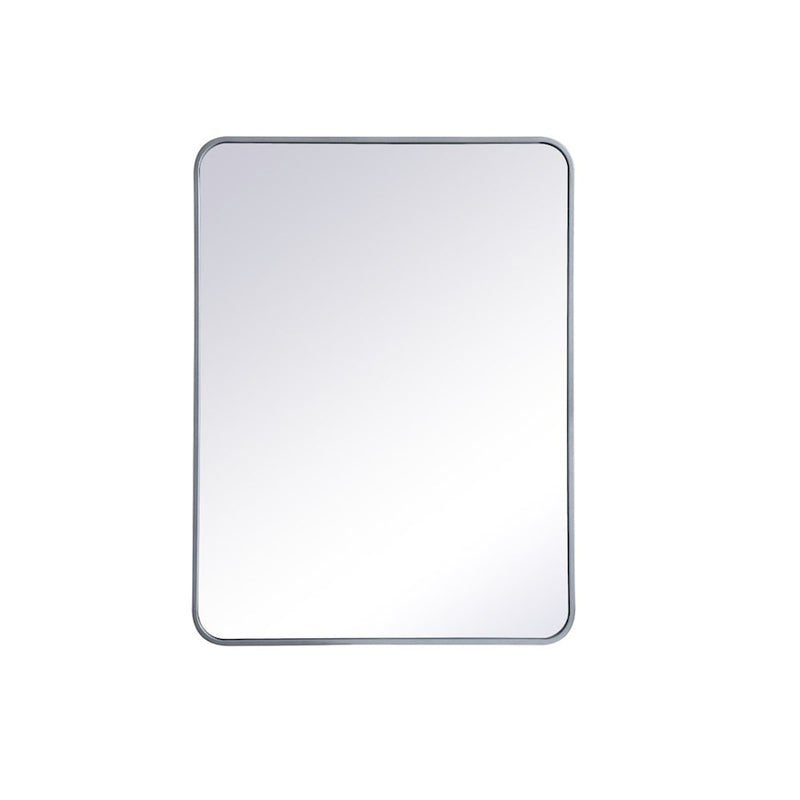 Elegant Decor Evermore Soft Corner Rectangular Mirror 27X36", Silver