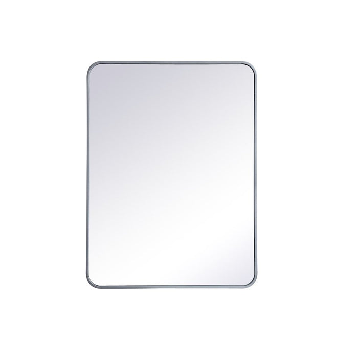 Elegant Decor Evermore Soft Corner Rectangular Mirror 27X36", Silver