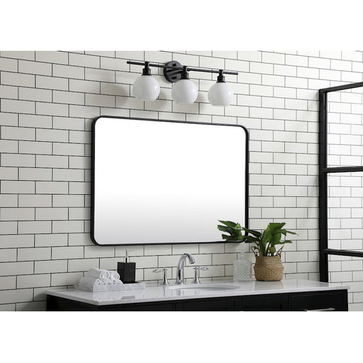 Elegant Decor Evermore Soft Corner Rectangular Mirror 27X40", Black