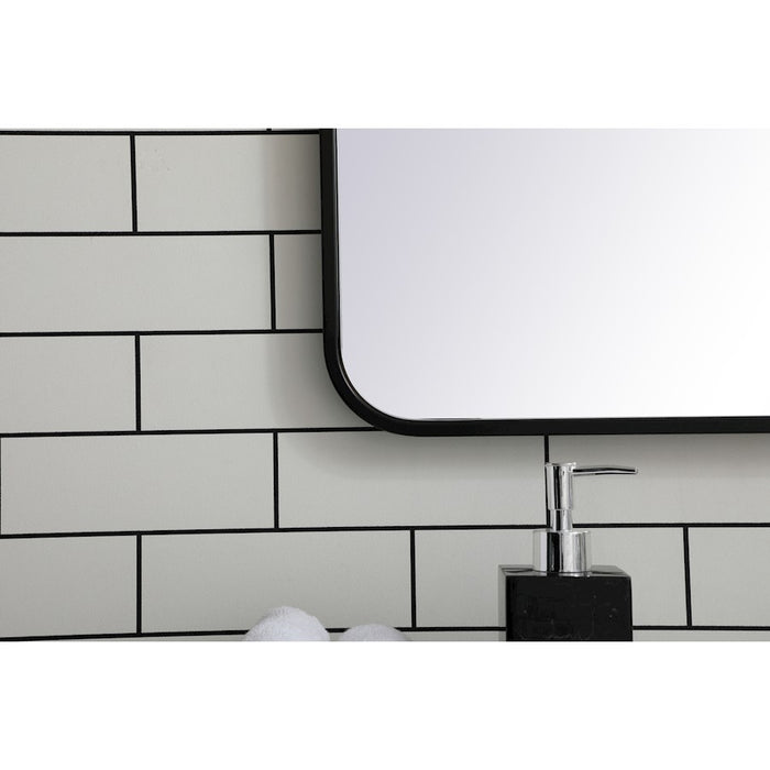 Elegant Decor Evermore Soft Corner Rectangular Mirror 27X40", Black