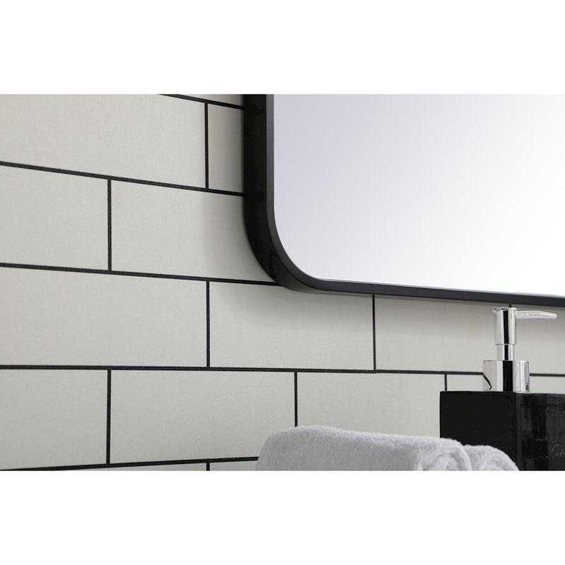 Elegant Decor Evermore Soft Corner Rectangular Mirror 27X40", Black