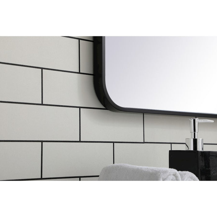 Elegant Decor Evermore Soft Corner Rectangular Mirror 27X40", Black