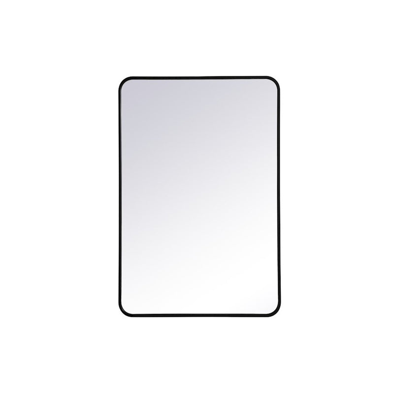 Elegant Decor Evermore Soft Corner Rectangular Mirror 27X40", Black