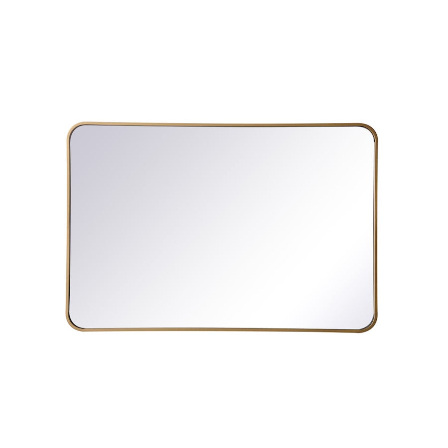 Elegant Decor Evermore Soft Corner Rectangular Mirror 27X40", Brass