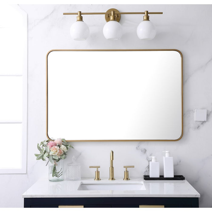 Elegant Decor Evermore Soft Corner Rectangular Mirror 27X40", Brass