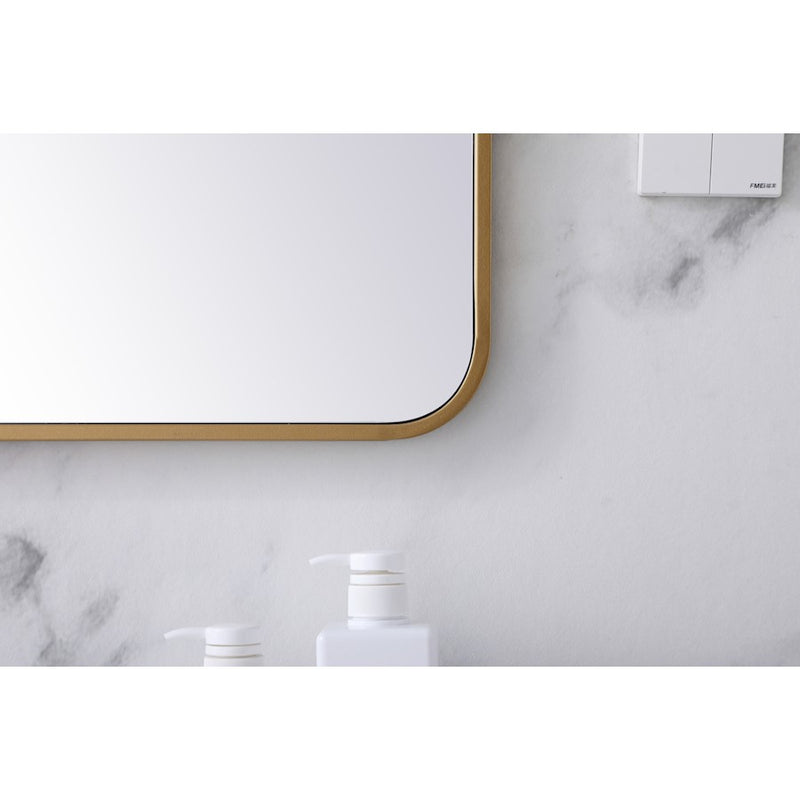 Elegant Decor Evermore Soft Corner Rectangular Mirror 27X40", Brass