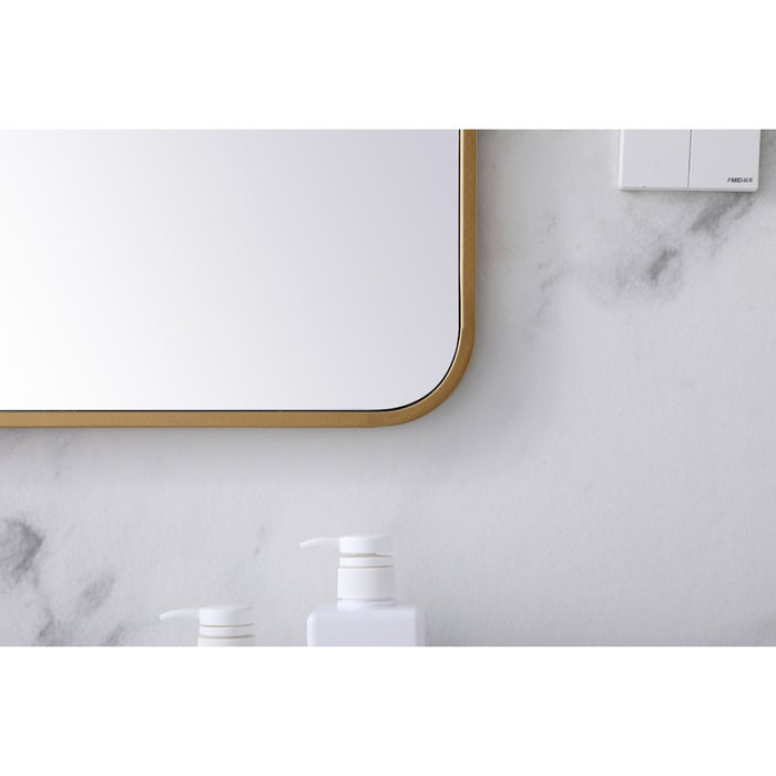 Elegant Decor Evermore Soft Corner Rectangular Mirror 27X40", Brass