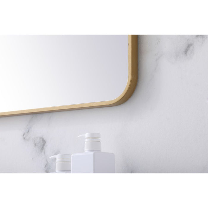 Elegant Decor Evermore Soft Corner Rectangular Mirror 27X40", Brass