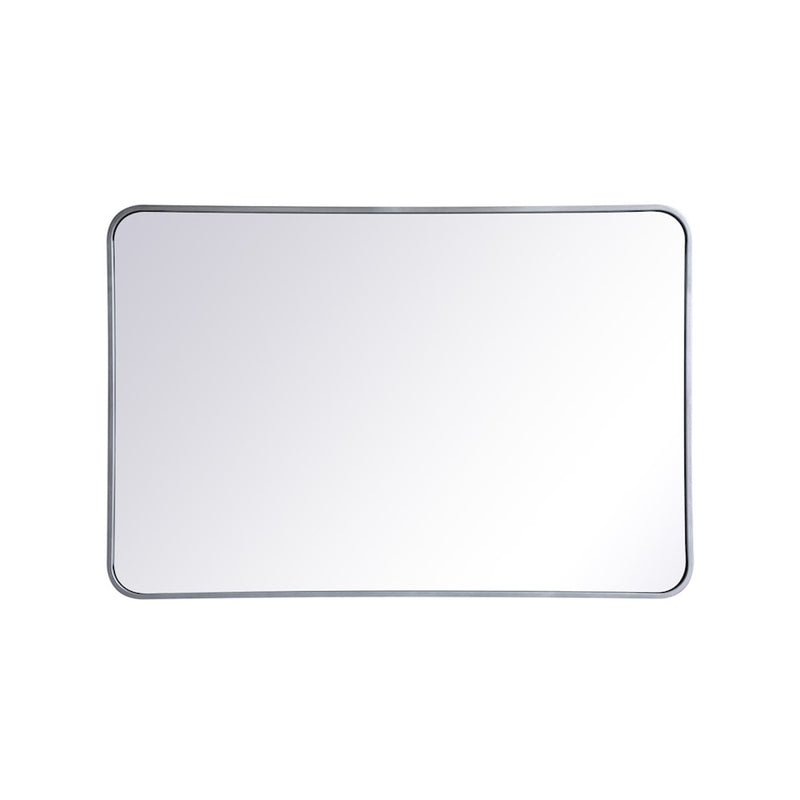 Elegant Decor Evermore Soft Corner Rectangular Mirror 27X40", Silver