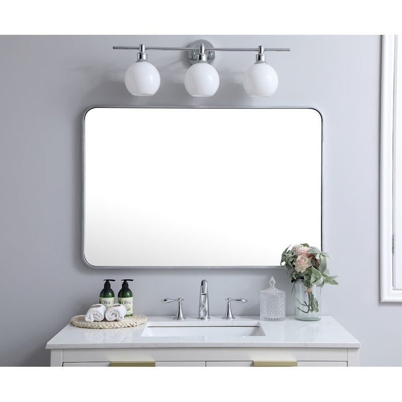 Elegant Decor Evermore Soft Corner Rectangular Mirror 27X40", Silver