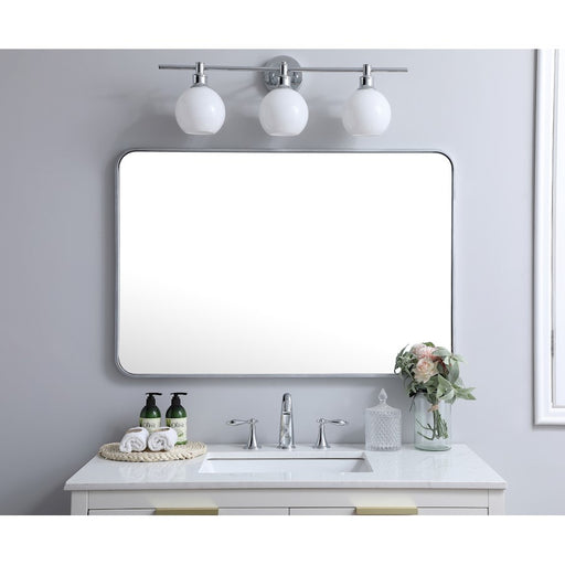 Elegant Decor Evermore Soft Corner Rectangular Mirror 27X40", Silver