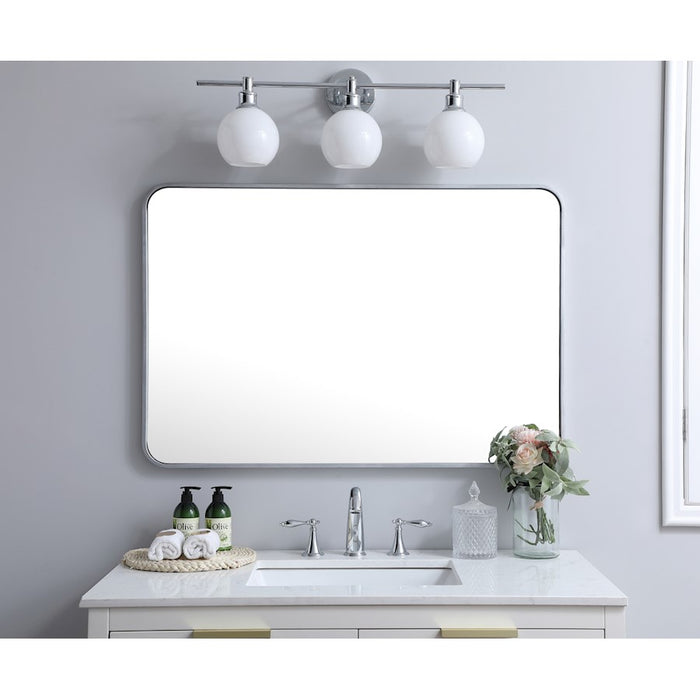 Elegant Decor Evermore Soft Corner Rectangular Mirror 27X40", Silver
