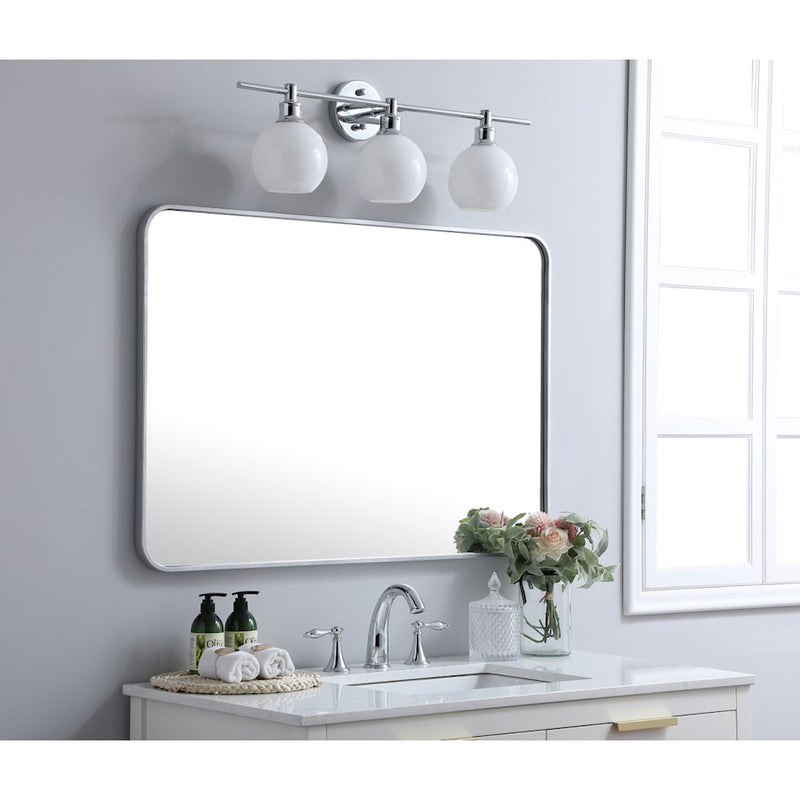 Elegant Decor Evermore Soft Corner Rectangular Mirror 27X40", Silver