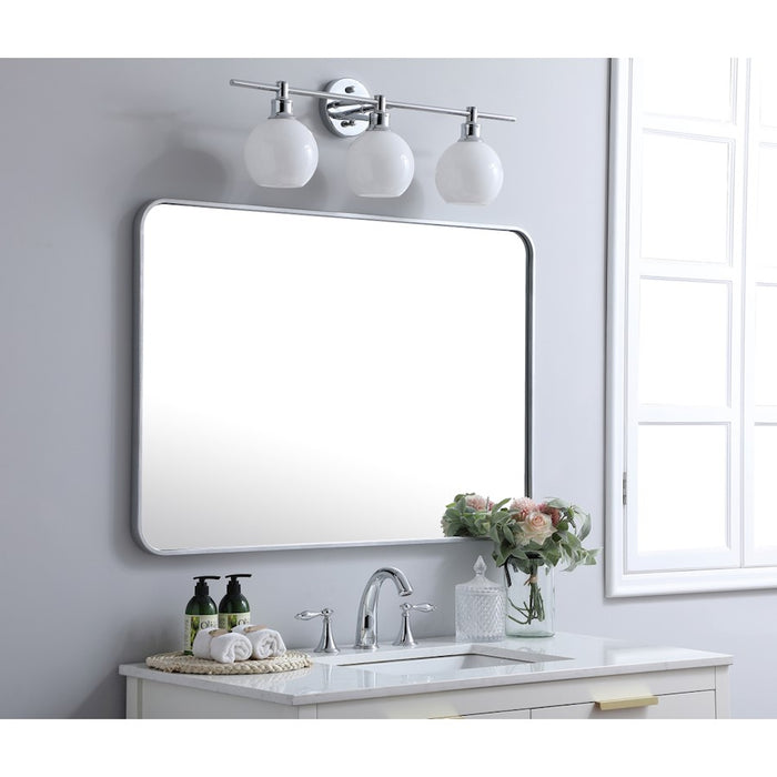 Elegant Decor Evermore Soft Corner Rectangular Mirror 27X40", Silver