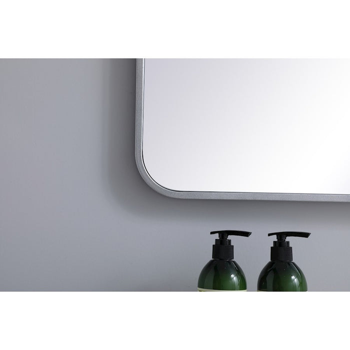 Elegant Decor Evermore Soft Corner Rectangular Mirror 27X40", Silver