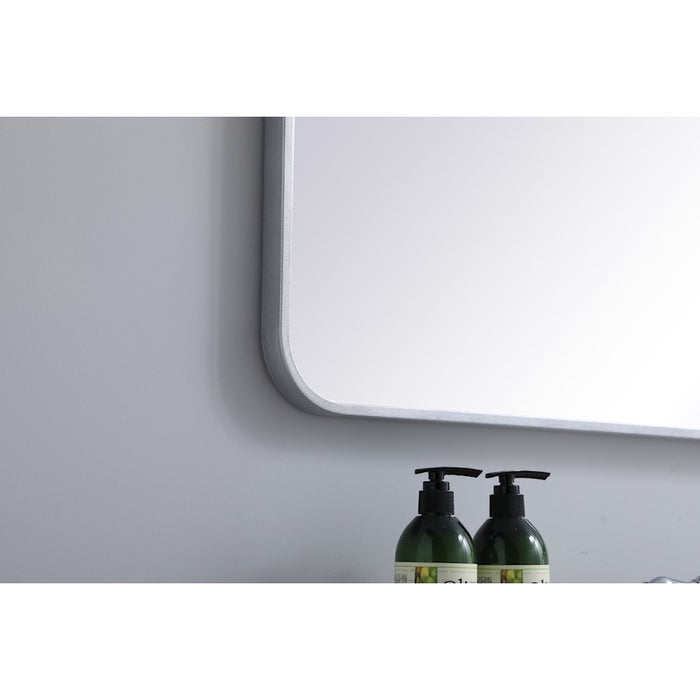 Elegant Decor Evermore Soft Corner Rectangular Mirror 27X40", Silver