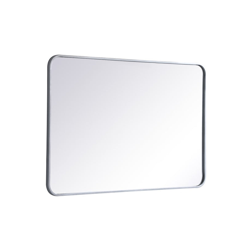 Elegant Decor Evermore Soft Corner Rectangular Mirror 27X40", Silver