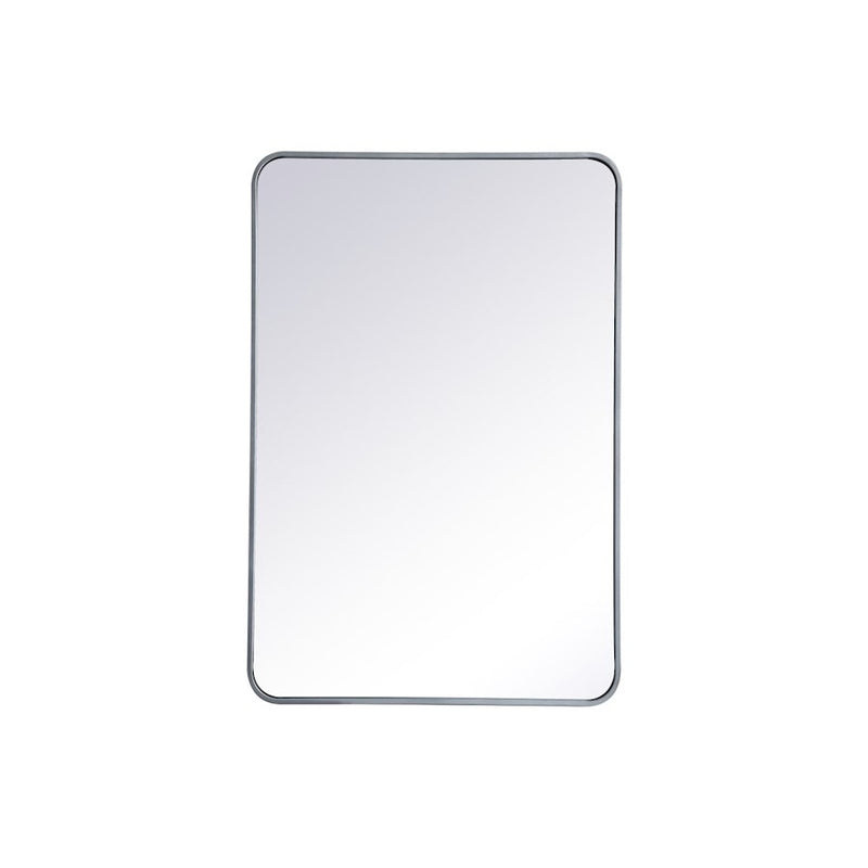 Elegant Decor Evermore Soft Corner Rectangular Mirror 27X40", Silver