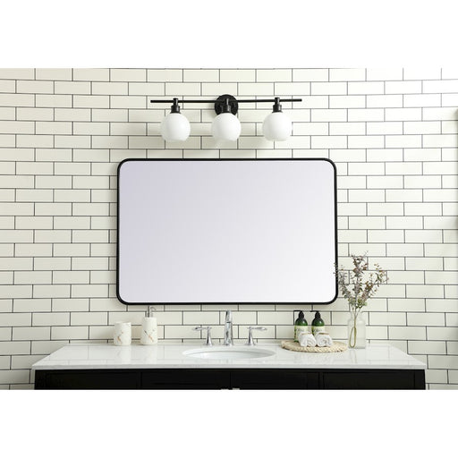 Elegant Decor Evermore Soft Corner Rectangular Mirror 28X42", Black