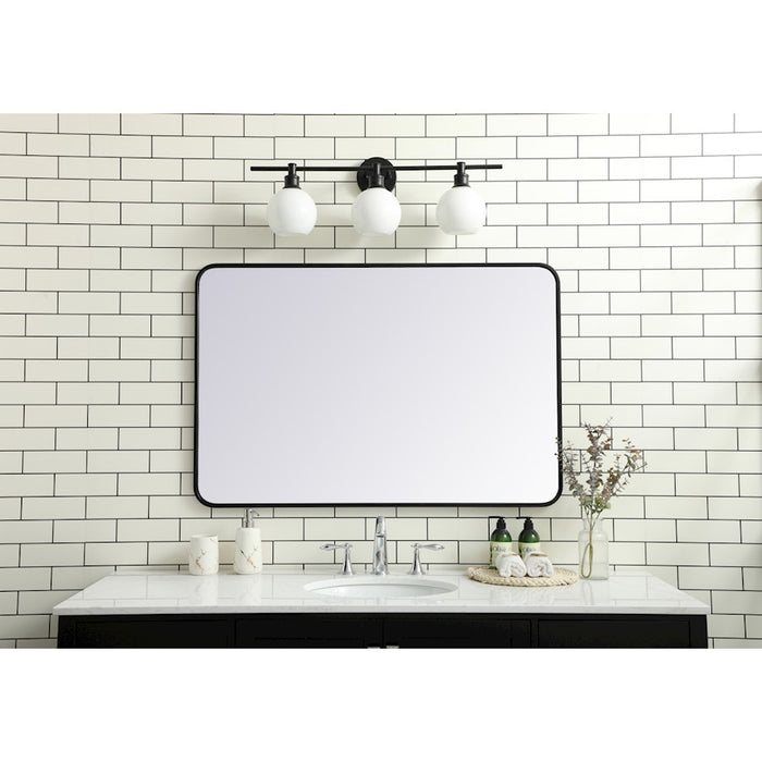 Elegant Decor Evermore Soft Corner Rectangular Mirror 28X42", Black