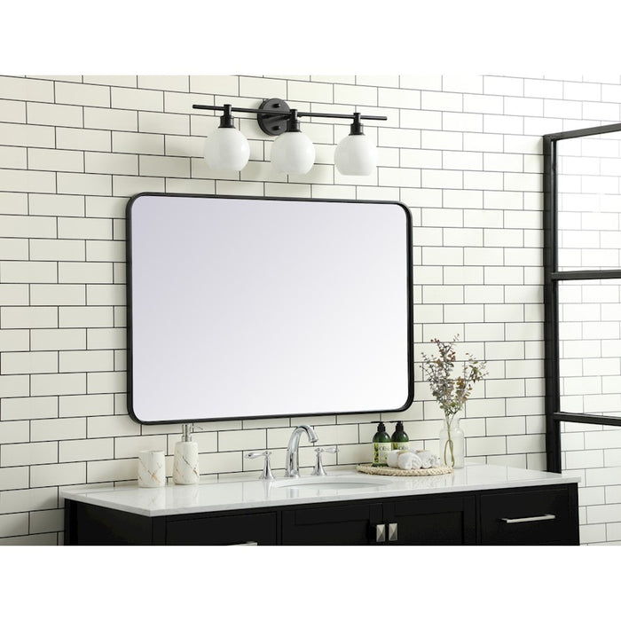 Elegant Decor Evermore Soft Corner Rectangular Mirror 28X42", Black