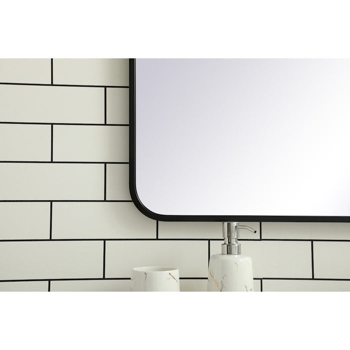 Elegant Decor Evermore Soft Corner Rectangular Mirror 28X42", Black