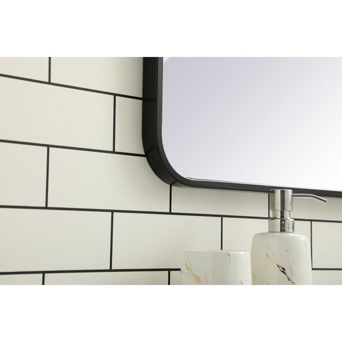 Elegant Decor Evermore Soft Corner Rectangular Mirror 28X42", Black
